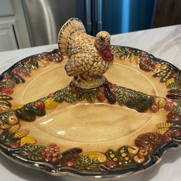 Other - VINTAGE HANDMADE ROUND THANKSGIVING SERVING PLATTER 1975